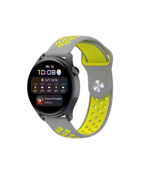 Watch 22mm Spor Delikli Kordon (saat Değildir) - Gri-yeşil