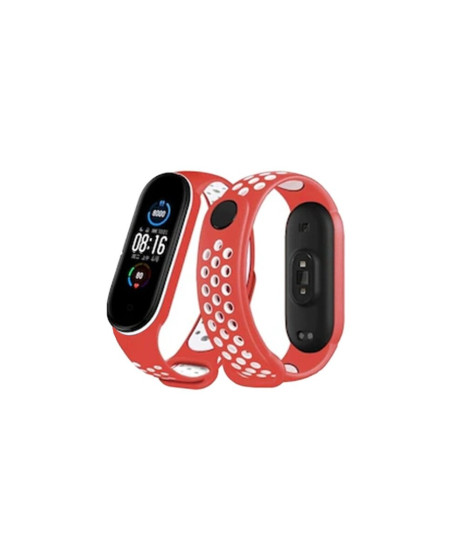 Xiaomi Mi Band 6 Spor Delikli Kordon (saat Değildir) - Kırmızı-beyaz Xiaomi Mi Band 6 Spor Delikli Kordon (saat Değildir) - Kırmızı-beyaz