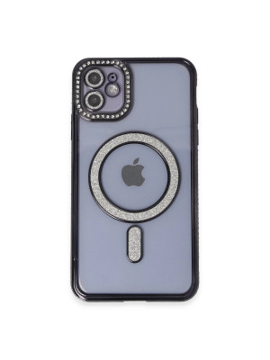 Apple İphone 11 Kılıf Joke Simli Magneticsafe Kılıf - Siyah