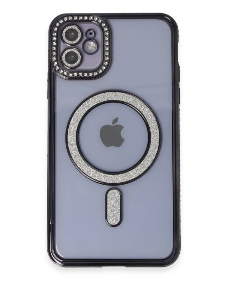 Apple İphone 11 Kılıf Joke Simli Magneticsafe Kılıf - Siyah