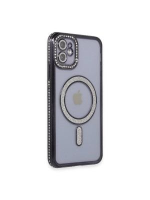 Apple İphone 11 Kılıf Joke Simli Magneticsafe Kılıf - Siyah
