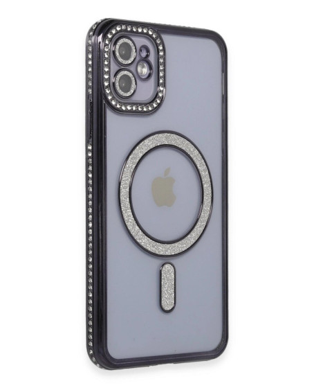 Apple İphone 11 Kılıf Joke Simli Magneticsafe Kılıf - Siyah