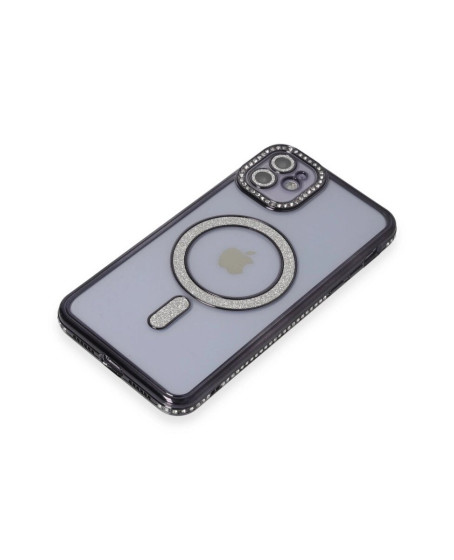 Apple İphone 11 Kılıf Joke Simli Magneticsafe Kılıf - Siyah