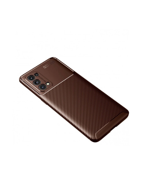 Oppo Reno 5 Pro Kılıf Auto Focus Karbon Kapak - Kahverengi Oppo Reno 5 Pro Kılıf Auto Focus Karbon Kapak - Kahverengi