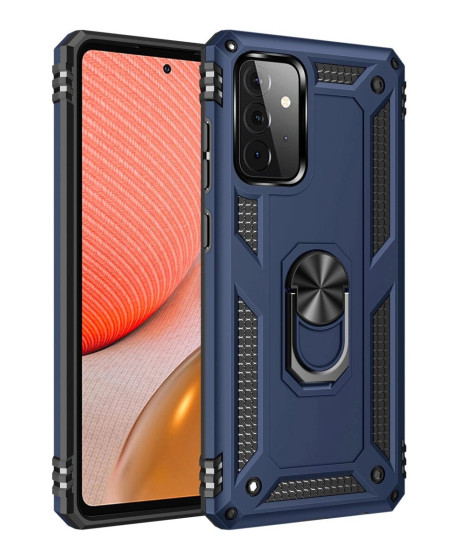 Samsung Galaxy A72 Kılıf Sofya Yüzüklü Silikon Kapak - Lacivert