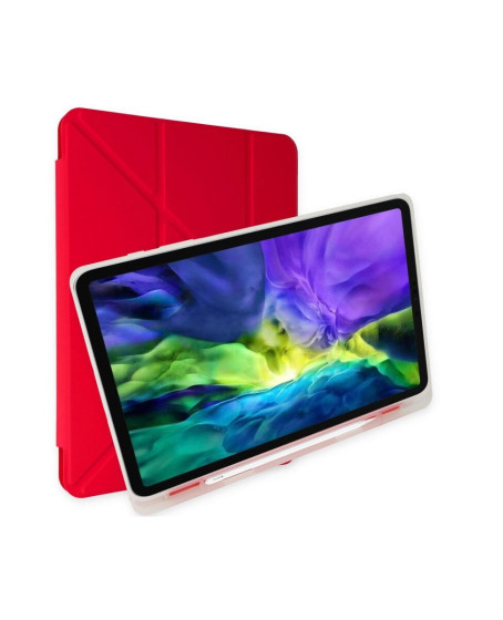 Apple İpad 10.2 (8.nesil) Kılıf Kalemlikli Mars Tablet Kılıfı - Kırmızı