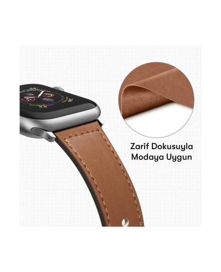 Apple Watch 38mm Kr415 Luaz Deri Kordon (saat Değildir) - Kahverengi