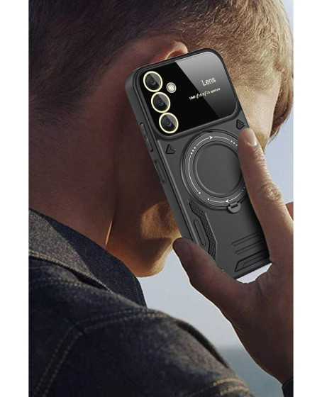 Samsung Galaxy A05s Kılıf Joy Lens Standlı Kapak - Siyah