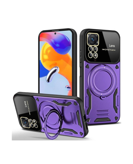 Xiaomi Redmi Note 11 Pro Kılıf Joy Lens Standlı Kapak - Mor Xiaomi Redmi Note 11 Pro Kılıf Joy Lens Standlı Kapak - Mor