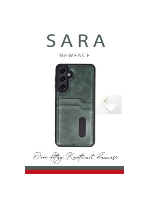 Samsung Galaxy A56 Kılıf Sara Kartvizitli Deri Kılıf - Lacivert