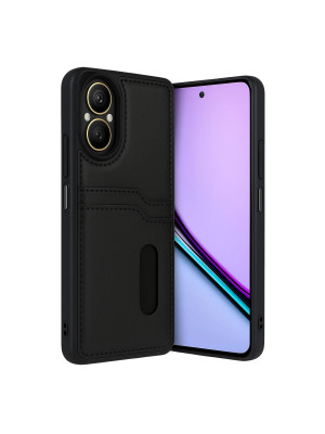 Realme 12 Lite Kılıf Sara Kartvizitli Deri Kılıf - Siyah