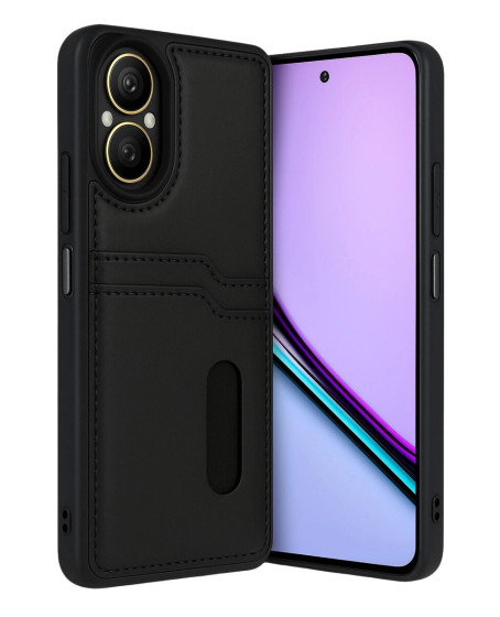 Realme 12 Lite Kılıf Sara Kartvizitli Deri Kılıf - Siyah