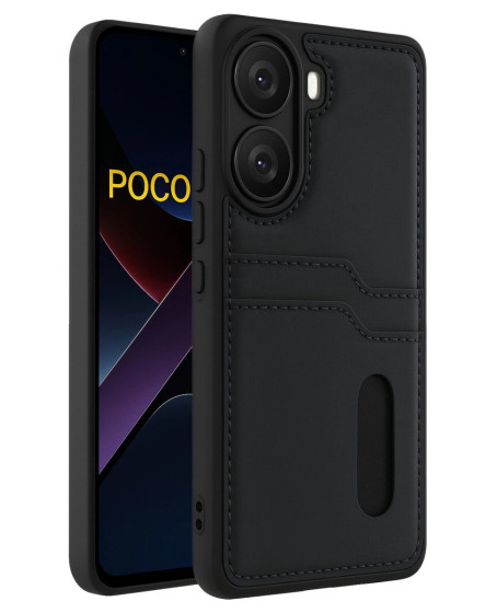Xiaomi Poco X7 Pro Kılıf Sara Kartvizitli Deri Kılıf - Siyah Xiaomi Poco X7 Pro Kılıf Sara Kartvizitli Deri Kılıf - Siyah