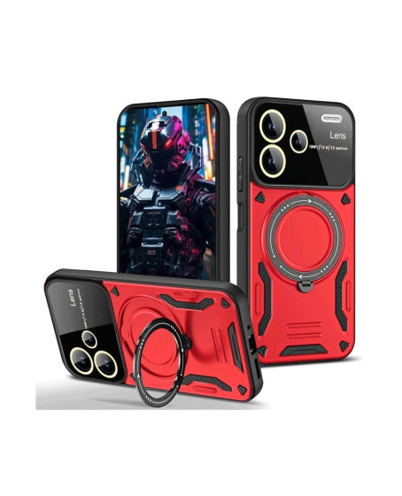 Xiaomi Redmi Note 13 Pro Plus Joy Lens Standlı Kapak - Kırmızı