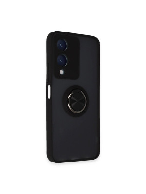 Vivo Y17s Kılıf Montreal Yüzüklü Silikon Kapak - Siyah