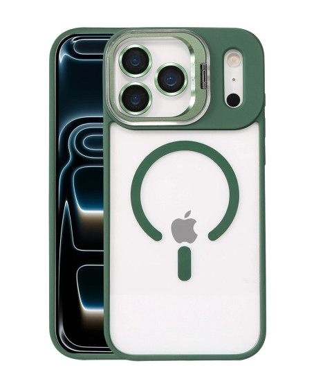 Joko Apple İphone 17 Pro Remim Lensli Magsafe Standlı Kapak - Koyu Yeşil