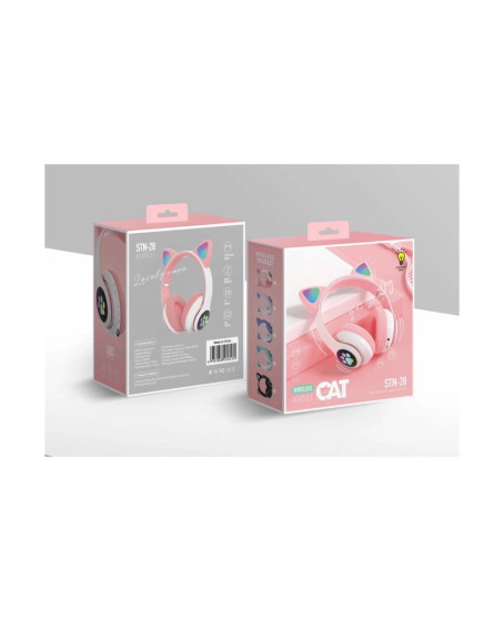 Stn28 Kablosuz Kedi Kulaklık - Pembe Stn28 Kablosuz Kedi Kulaklık - Pembe