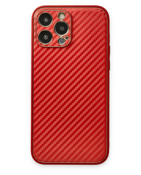 Apple İphone 13 Pro Kılıf Coco Karbon Silikon - Kırmızı