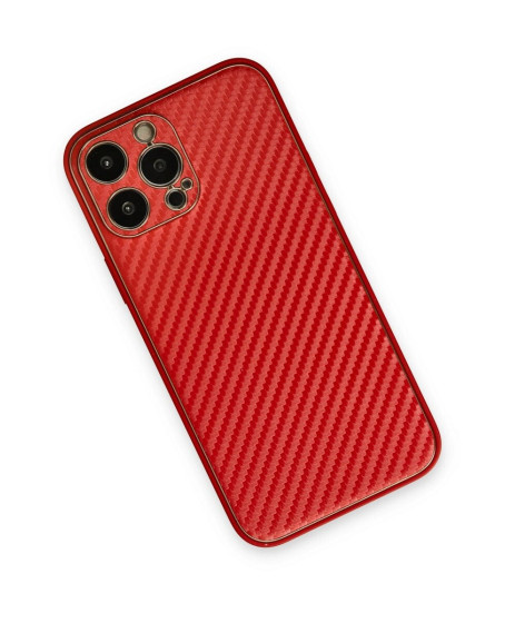 Apple İphone 13 Pro Kılıf Coco Karbon Silikon - Kırmızı