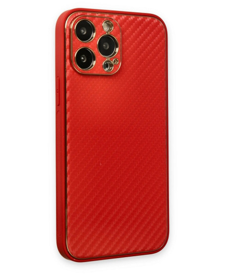 Apple İphone 13 Pro Kılıf Coco Karbon Silikon - Kırmızı