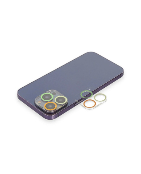 Apple İphone 12 Pro Max Renkli Kamera Lens Koruma Cam - Sarı-turuncu