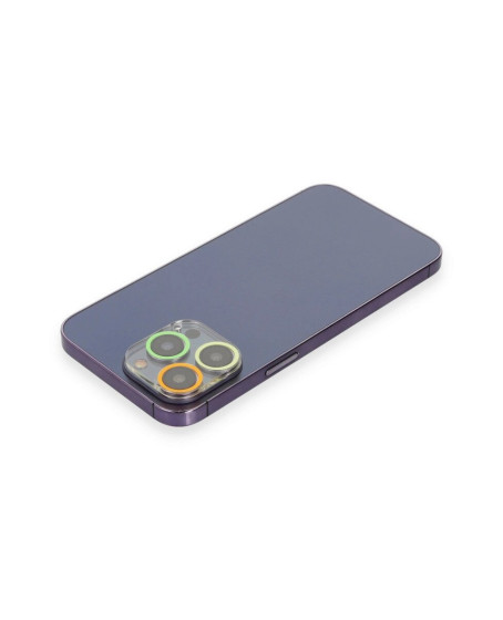 Apple İphone 12 Pro Max Renkli Kamera Lens Koruma Cam - Sarı-turuncu