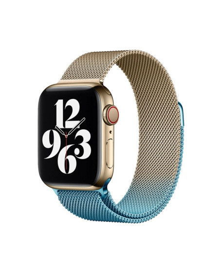 Apple Watch 38mm Metal Mıknatıslı Kordon (saat Değildir) - Metalik Gold-mavi