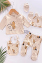Hello Little Bear Baskılı 5 Parça %100 Pamuk Erkek Bebek Hastane Çıkışı Hello Little Bear Baskılı 5 Parça %100 Pamuk Erkek Bebek Hastane Çıkışı