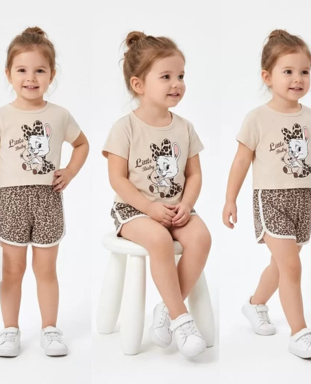 1/4 Yaş Leopar Tavşan Baskılı Çocuk Takımı 1/4 Yaş Leopar Tavşan Baskılı Çocuk Takımı