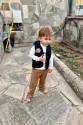 3-4-5 Yaş Fitilli Kadife Pantolon Kapitone Kapşonlu Yelek Uzun Kollu Sweat 3lü Erkek Çocuk Takımı Füme
