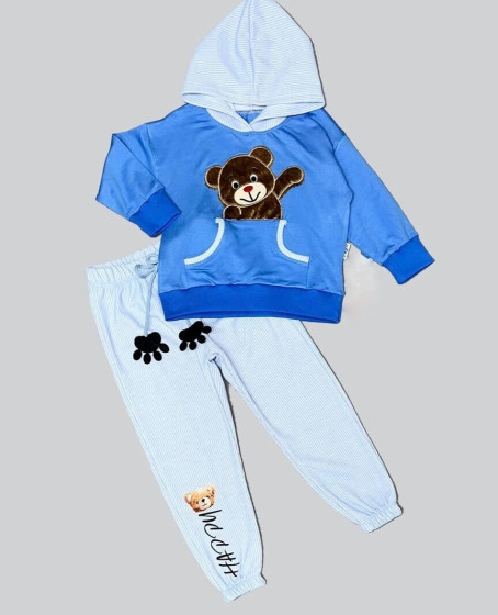2-3-4 Yaş Pelüş Ayı Desenli Kapşonlu Uzun Kollu Penye Sweat 2li Erkek Çocuk Takımı İndigo 2-3-4 Yaş Pelüş Ayı Desenli Kapşonlu Uzun Kollu Penye Sweat 2li Erkek Çocuk Takımı İndigo
