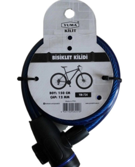 Yuma Ym- 734 150cm  Mavi Bisiklet Kilidi