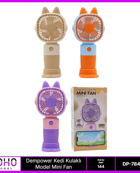 Kedi Kulaklı Telefon Tutuculu  Mini Fan