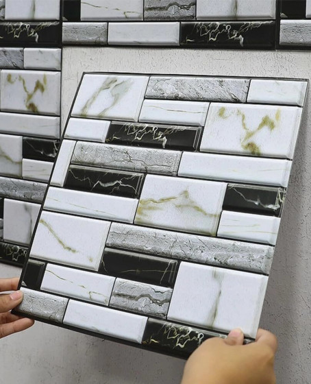 3d Mermer Görünümlü Kendinden Yapışkanlı Duvar Sticker