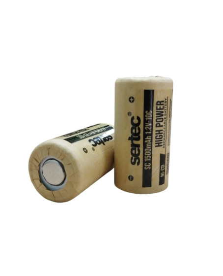 Sertec 1.2v Ni-cd Sc 1500 Mah Kağıt Şarjlı Pil 10c (başsız/flat Head)