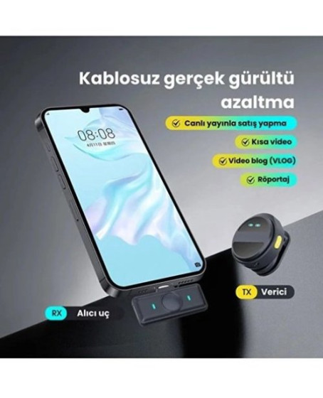 2 Adet Profesyonel Kablosuz Yaka Mikrofonu Lighting Uyumlu Manyetik Klipsli 2 Adet Profesyonel Kablosuz Yaka Mikrofonu Lighting Uyumlu Manyetik Klipsli