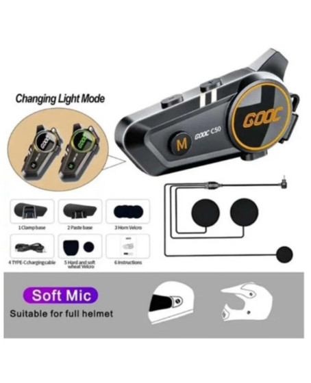 C50 Motosiklet Intercom Kask Kulaklık 1000 Mah Rgb Işıklı Bluetooth Kulaklık Ip67 C50 Motosiklet Intercom Kask Kulaklık 1000 Mah Rgb Işıklı Bluetooth Kulaklık Ip67