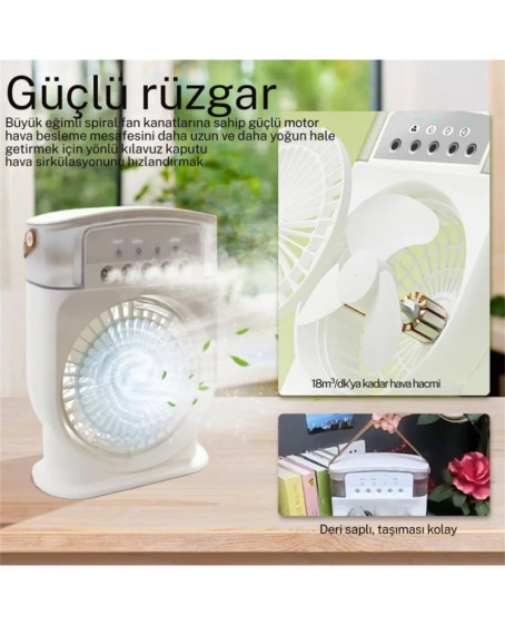 Şarjlı 600 Ml Su Hazneli Taşınabilir Masaüstü Vanilatör Güçlü Fan Ve 2000 Mah Pil Siyah Şarjlı 600 Ml Su Hazneli Taşınabilir Masaüstü Vanilatör Güçlü Fan Ve 2000 Mah Pil Siyah