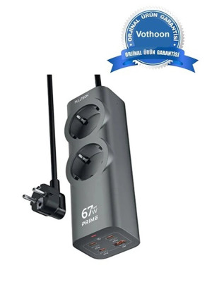 67w Hızlı Şarjlı Akıllı Çoklu Priz – 2000w Güç, 2 Usb-c + 2 Usb-a Çıkışlı, Telefon & Laptop Uyumlu