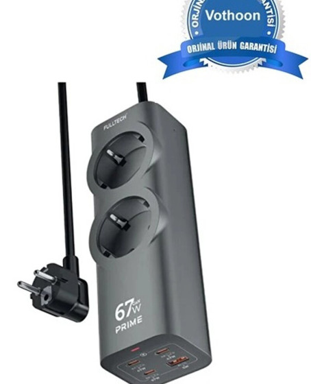 67w Hızlı Şarjlı Akıllı Çoklu Priz – 2000w Güç, 2 Usb-c + 2 Usb-a Çıkışlı, Telefon & Laptop Uyumlu