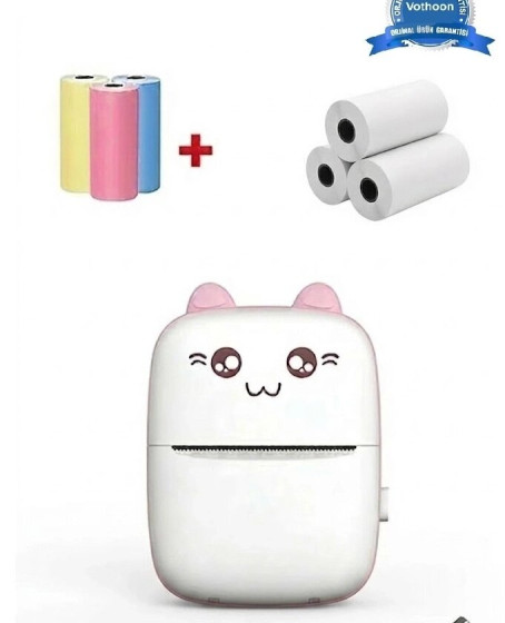 Mini Fotoğraf Yazıcı Kablosuz Etiket Yazıcı Baskı Makinesi Ios Android Uyumlu Termal Printer Pembe