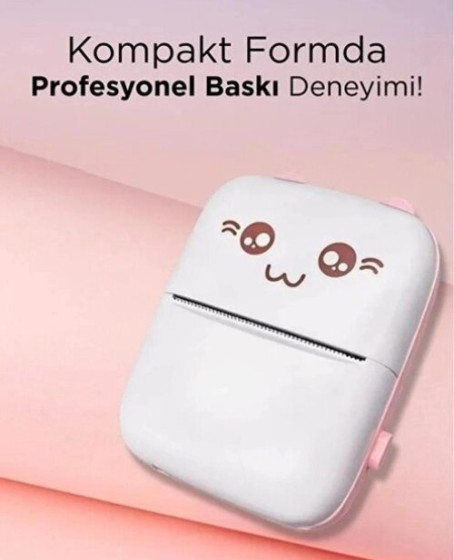Mini Fotoğraf Yazıcı Kablosuz Etiket Yazıcı Baskı Makinesi Ios Android Uyumlu Termal Printer Pembe