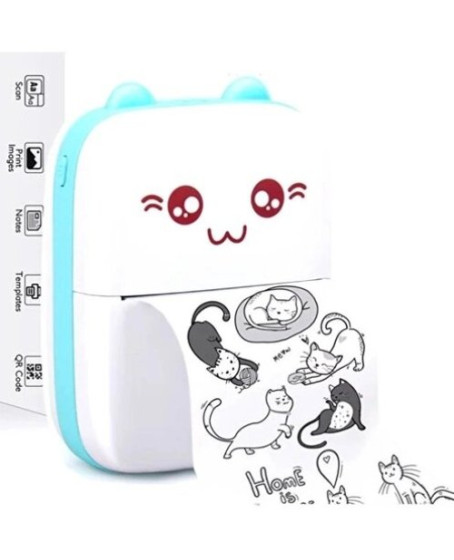 Mini Fotoğraf Yazıcı Kablosuz Etiket Yazıcı Baskı Makinesi Ios Android Uyumlu Termal Printer Pembe