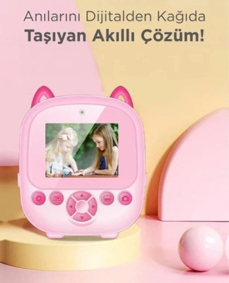 Dijital Video Fotoğraf App Destekli Çocuk Kamerası Termal Resim Kağıt Baskılı Yazıcı Pembe Dijital Video Fotoğraf App Destekli Çocuk Kamerası Termal Resim Kağıt Baskılı Yazıcı Pembe