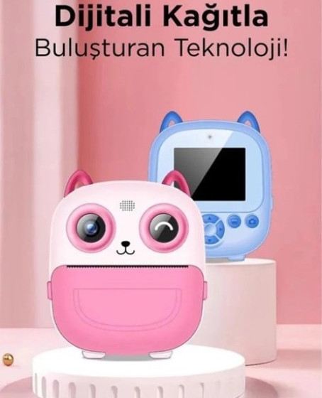 Dijital Video Fotoğraf App Destekli Çocuk Kamerası Termal Resim Kağıt Baskılı Yazıcı Pembe Dijital Video Fotoğraf App Destekli Çocuk Kamerası Termal Resim Kağıt Baskılı Yazıcı Pembe