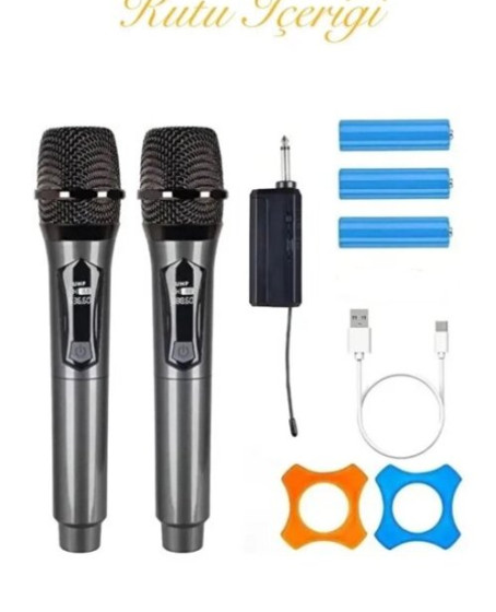 Profesyonel Çiftli Kablosuz Mikrofon Seti Karaoke Şarj Edilebilir 50 Metre Profesyonel Çiftli Kablosuz Mikrofon Seti Karaoke Şarj Edilebilir 50 Metre