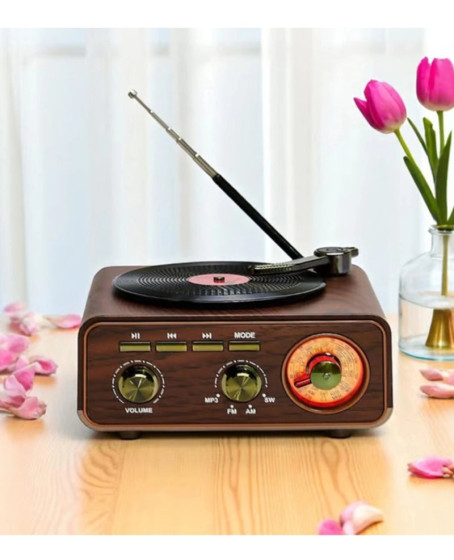 Nostaljik Tasarım Plak Çalar Görünümlü Radyolu Bluetooth Hoparlör Retro Müzik Plak Nostaljik Tasarım Plak Çalar Görünümlü Radyolu Bluetooth Hoparlör Retro Müzik Plak