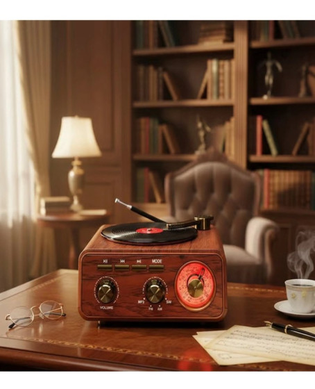 Nostaljik Tasarım Plak Çalar Görünümlü Radyolu Bluetooth Hoparlör Retro Müzik Plak Nostaljik Tasarım Plak Çalar Görünümlü Radyolu Bluetooth Hoparlör Retro Müzik Plak