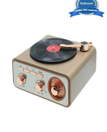 Metalik Nostaljik Tasarım Plak Çalar Görünümlü Radyolu Bluetooth Hoparlör Retro Müzik Plak Metalik Nostaljik Tasarım Plak Çalar Görünümlü Radyolu Bluetooth Hoparlör Retro Müzik Plak