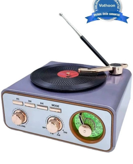 Metalik Nostaljik Tasarım Plak Çalar Görünümlü Radyolu Bluetooth Hoparlör Retro Müzik Plak Metalik Nostaljik Tasarım Plak Çalar Görünümlü Radyolu Bluetooth Hoparlör Retro Müzik Plak